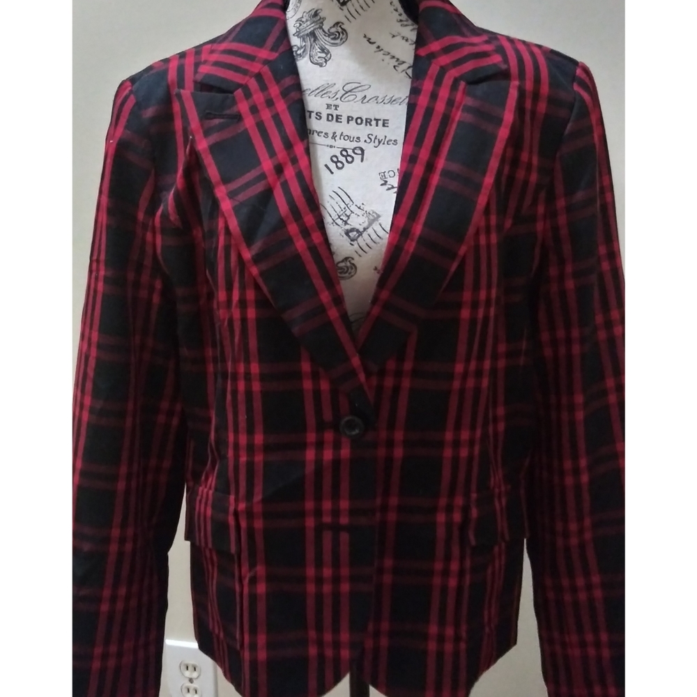 CHADWICKS RED/BLACK PLAID LINED JACKET/BLAZER | 18